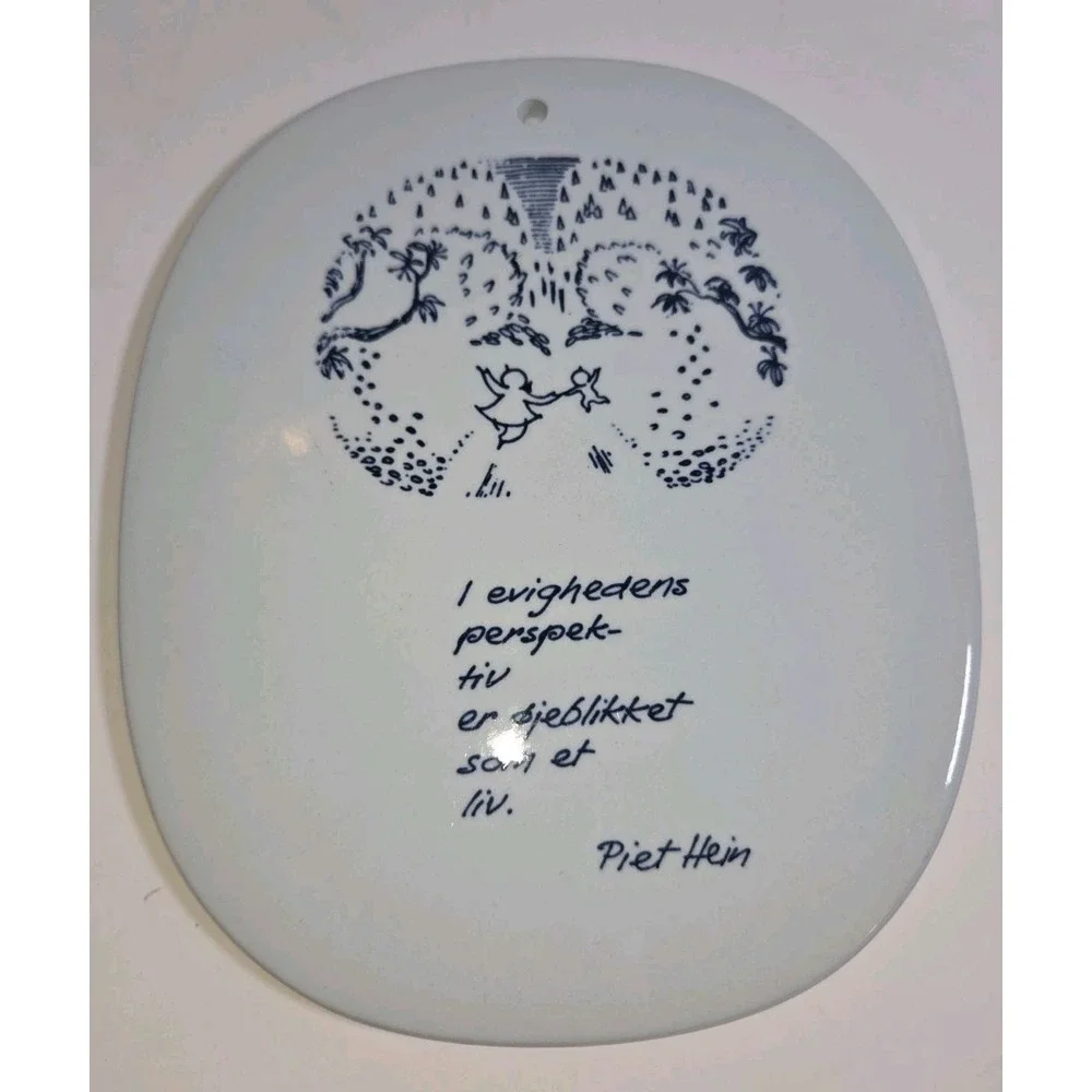 Set/2 VTG Royal Copenhagen Denmark Fajance 1941 Piet Hein Poem Plaques (Danish)